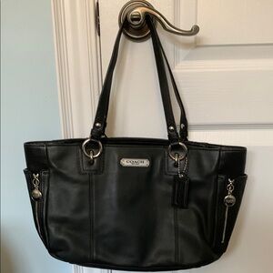 Coach Black Leather Tote Bag (Madison Maggie)